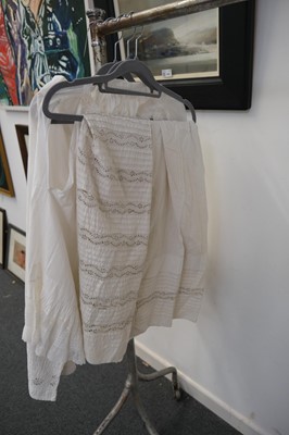 Lot 298 - Clothing. Two gentlemen's linen shirts, mid 19th century, & other items