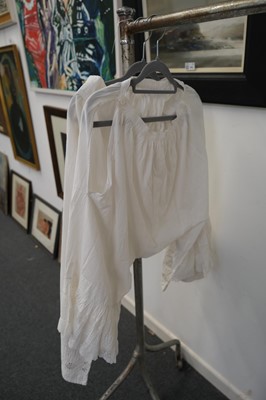 Lot 298 - Clothing. Two gentlemen's linen shirts, mid 19th century, & other items
