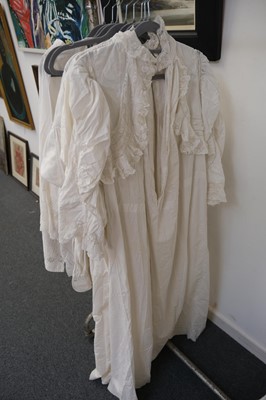 Lot 298 - Clothing. Two gentlemen's linen shirts, mid 19th century, & other items