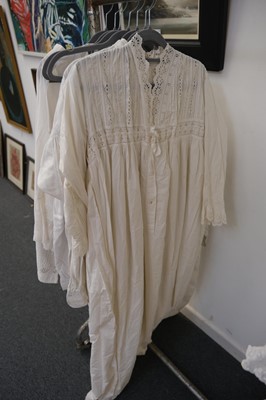 Lot 298 - Clothing. Two gentlemen's linen shirts, mid 19th century, & other items