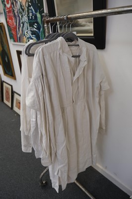 Lot 298 - Clothing. Two gentlemen's linen shirts, mid 19th century, & other items