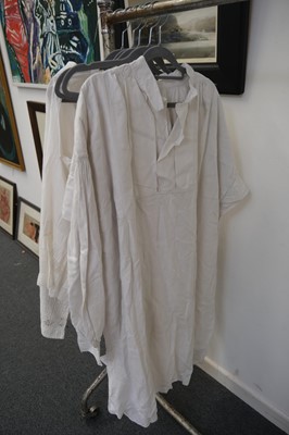 Lot 298 - Clothing. Two gentlemen's linen shirts, mid 19th century, & other items