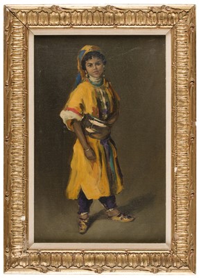 Lot 196 - Orientalist School. Portrait of a North African girl, late 19th/early 20th century, oil on canvas