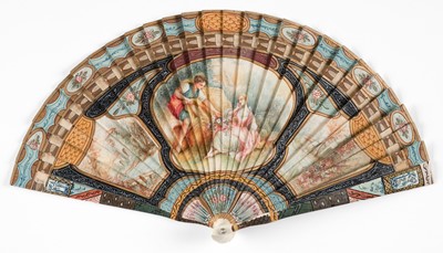 Lot 376 - Vernis Martin. A hand-painted Vernis Martin style fan, French, circa 1850