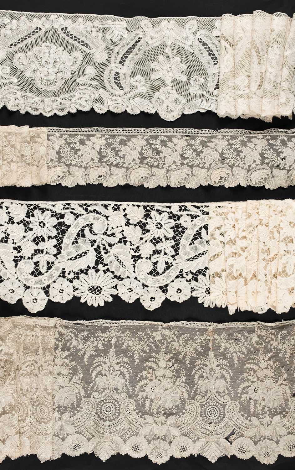 Lot 334 - Milanese Lace. A length of lace, Italy, 19th century, & others