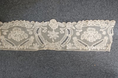 Lot 334 - Milanese Lace. A length of lace, Italy, 19th century, & others