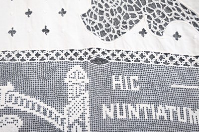 Lot 332 - Lace Veil. A needlelace wedding veil, late 19th/early 20th century, & other lace items