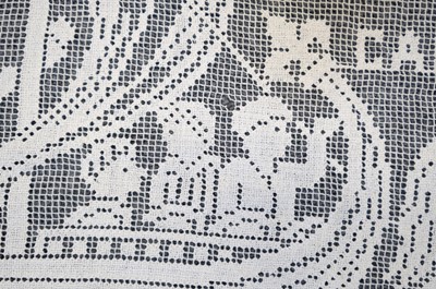 Lot 332 - Lace Veil. A needlelace wedding veil, late 19th/early 20th century, & other lace items