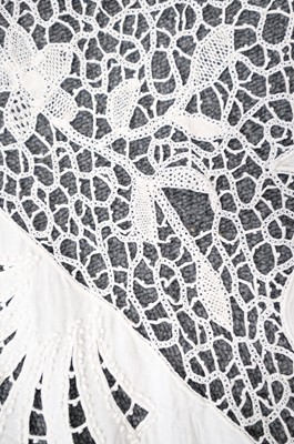 Lot 332 - Lace Veil. A needlelace wedding veil, late 19th/early 20th century, & other lace items