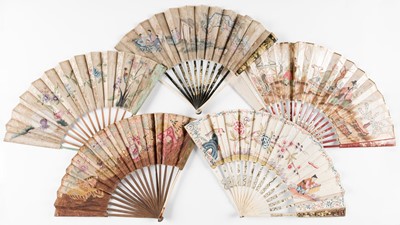 Lot 361 - Chinese Fans. A group of painted Chinese fans, 18th-19th century