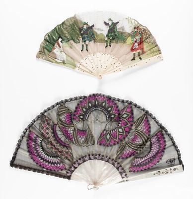Lot 362 - Collier (Ann, 20th/21st century). A lace fan with Scottish scene, & one other