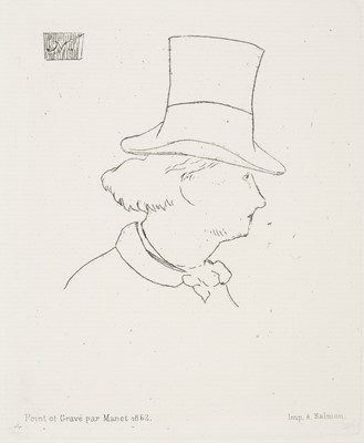 Lot 162 - Manet (Edouard, 1832–1883). Baudelaire in Profile, & Baudelaire Full Face, 1862/68
