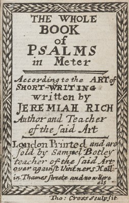 Lot 223 - Rich (Jeremiah) - Bible [New Testament] and Psalms in short hand, circa 1673