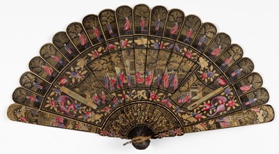 Lot 360 - Chinese Fan. A lacquered and painted bamboo brisé fan, Macao, circa 1850