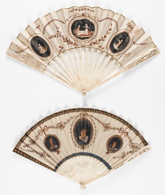 Lot 372 - Neo-classical Fan. A hand-painted fan, circa 1780, & 2 others
