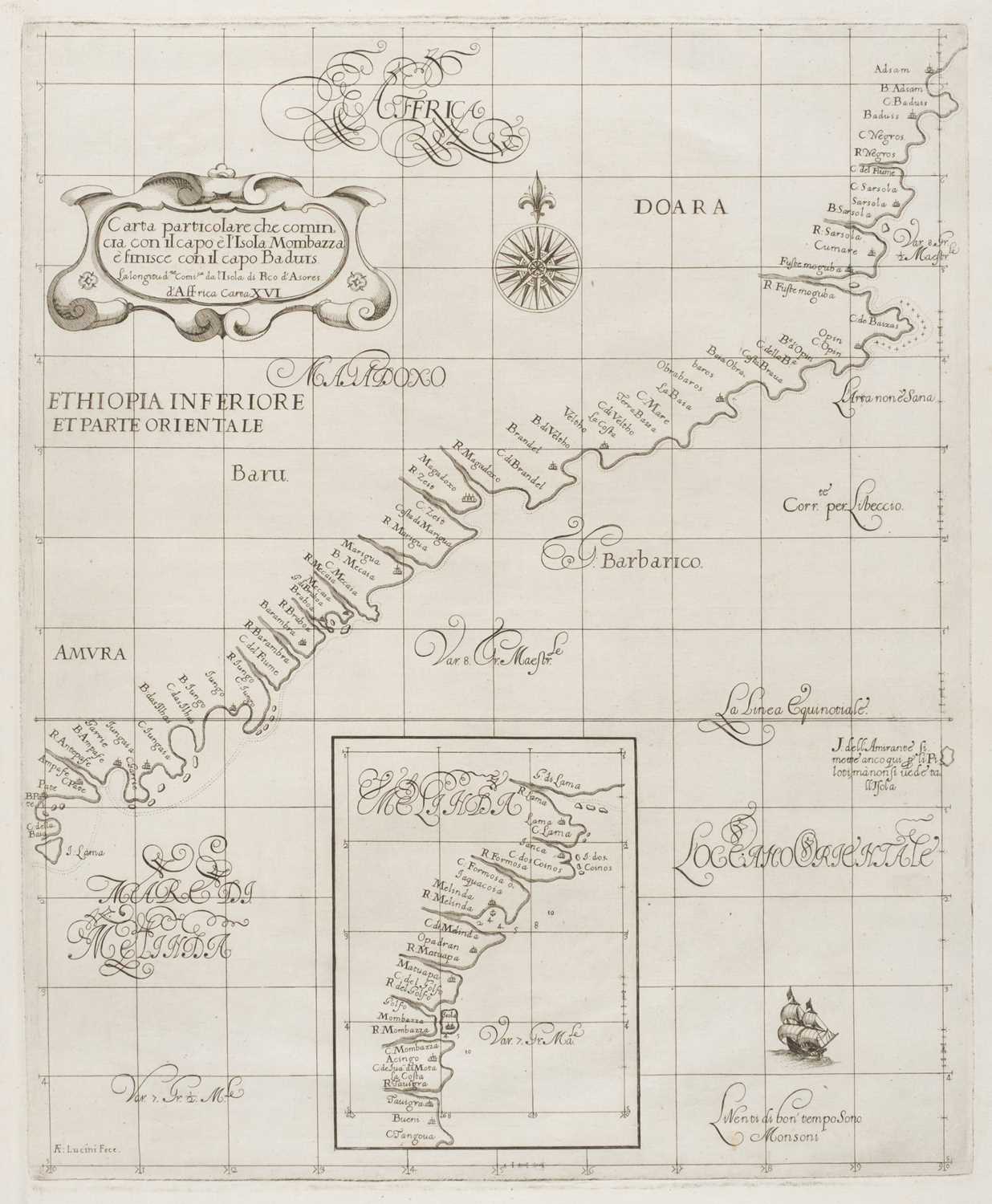 Lot 24 - East Africa. Dudley (Robert). Carta particolare..., è l'isola Mombazza..., [1646 - 61]