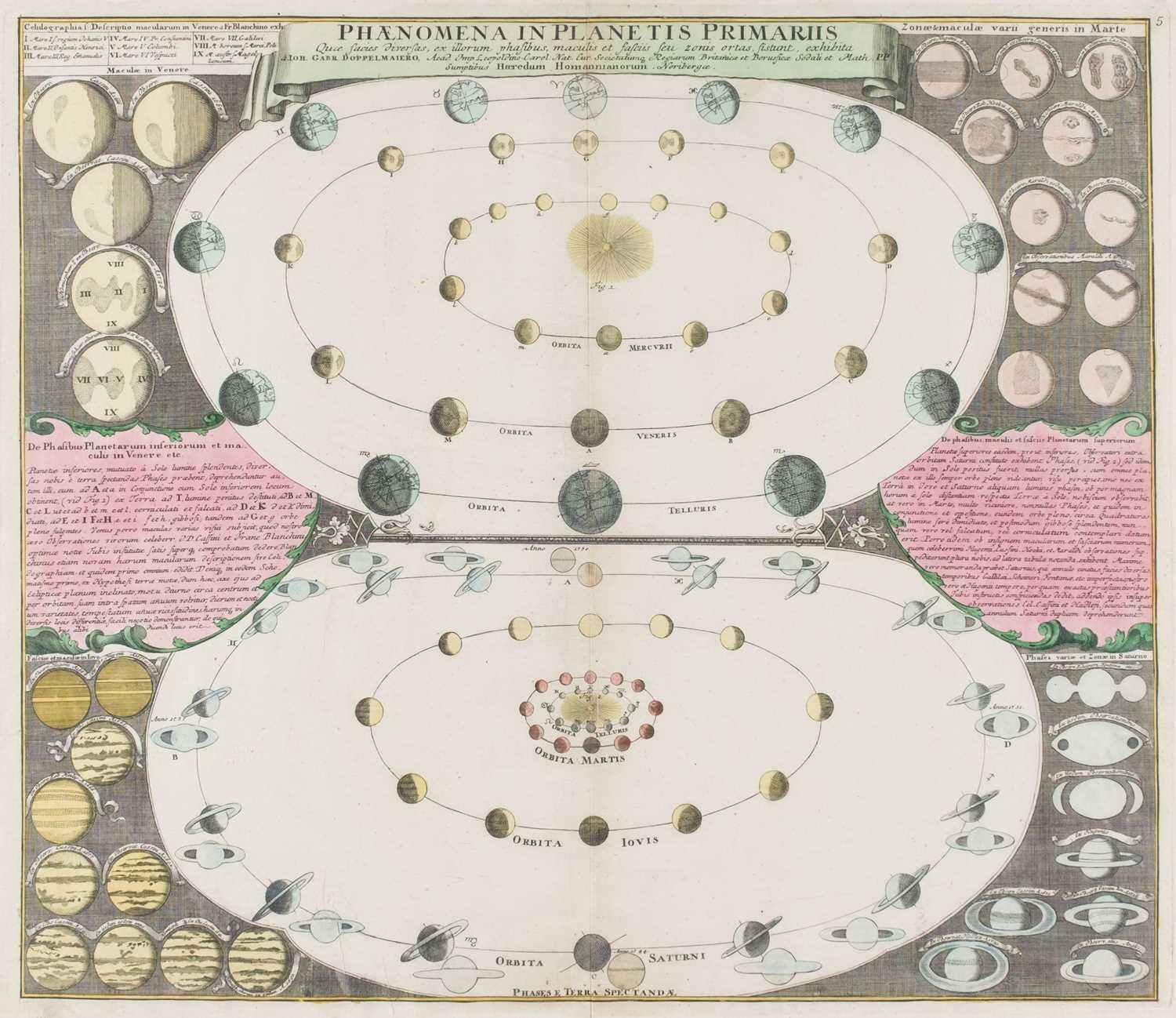 Lot 12 - Celestial chart. Homann (J. B. heirs of), Phaenomena in Planetis primariis..., circa 1742