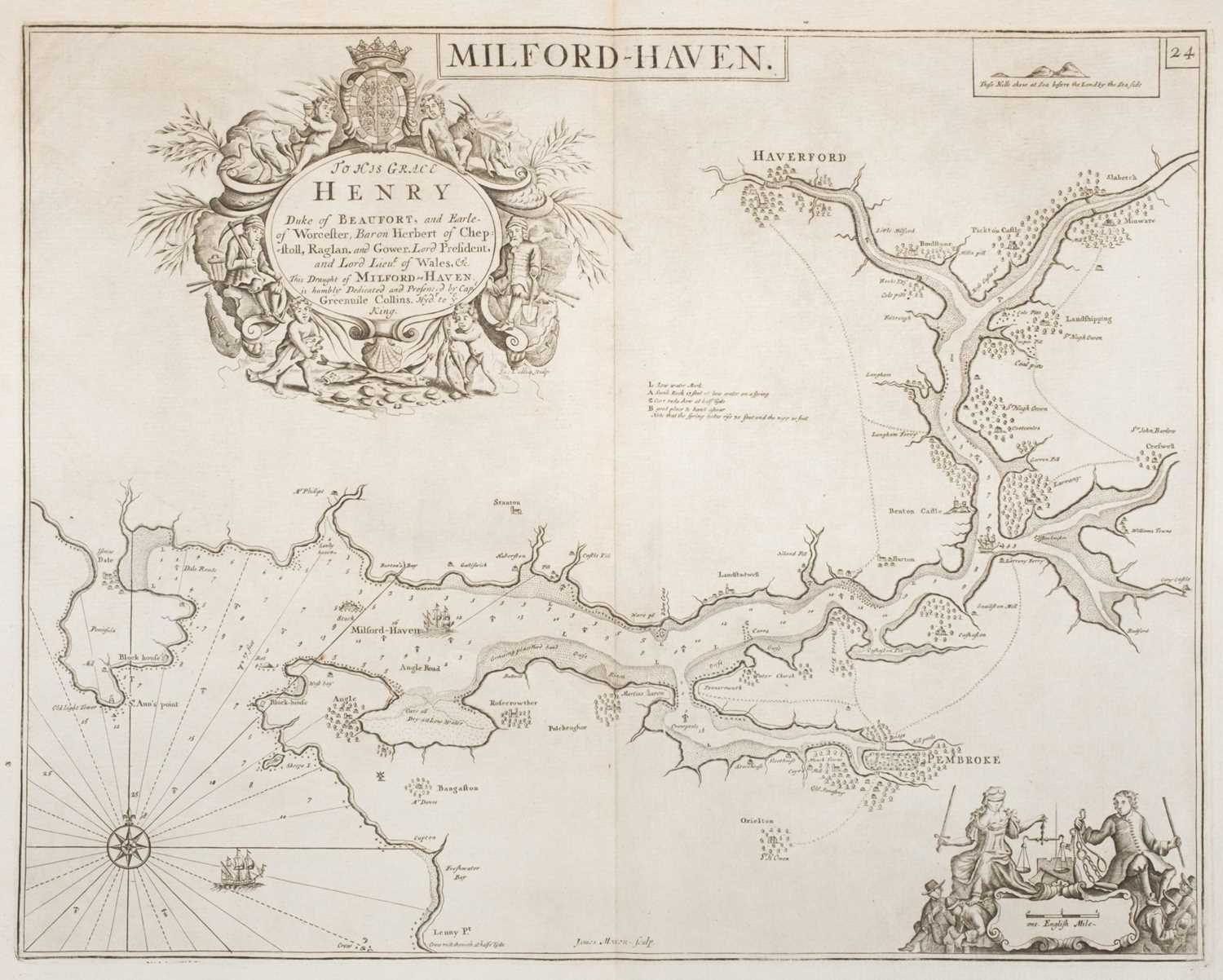 Lot 19 - Collins (Captain Greenville). Twelve sea charts, circa 1700