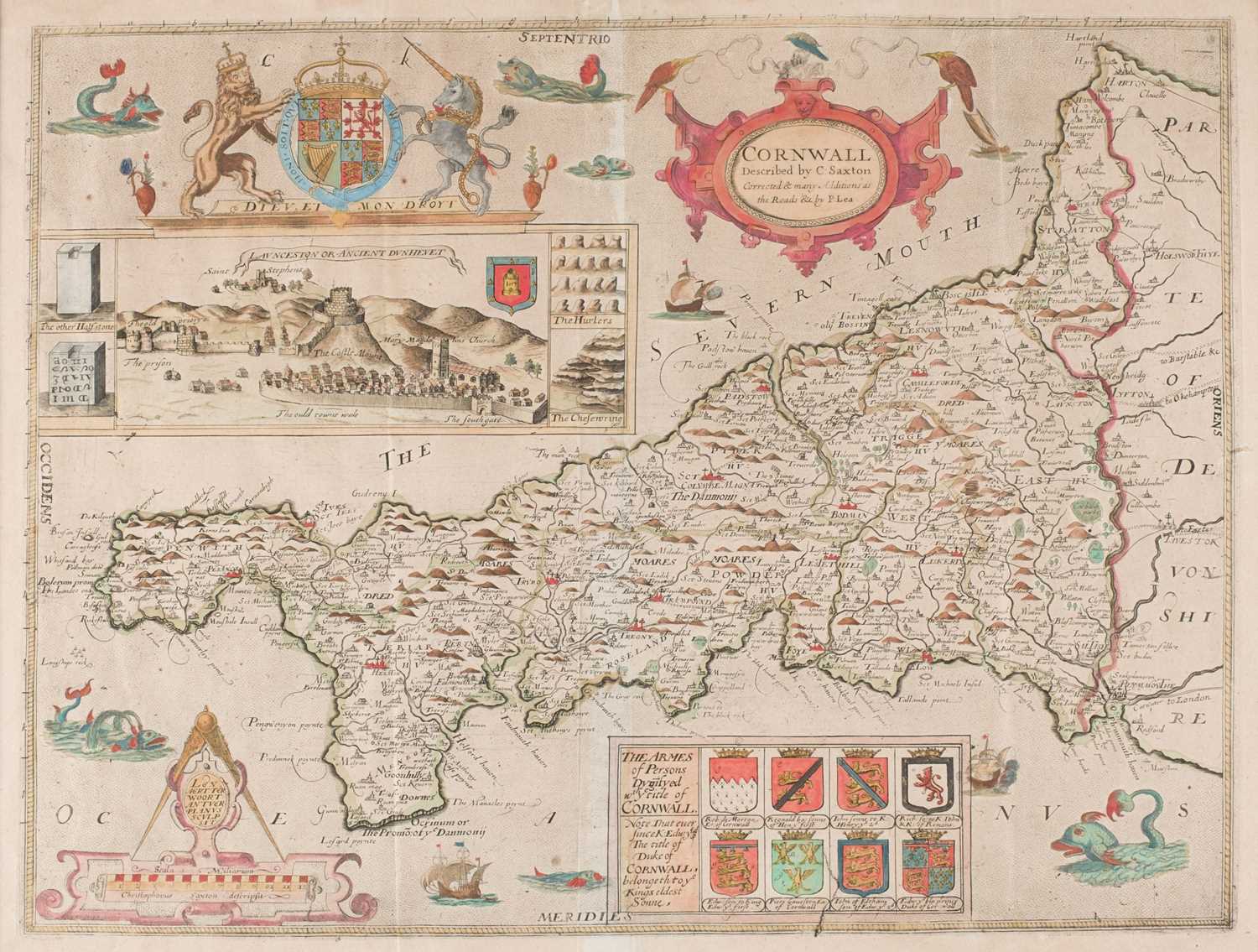 Lot 20 - Cornwall. Saxton (Christoper & Philip Lea), Cornwall Described by C. Saxton..., circa 1694