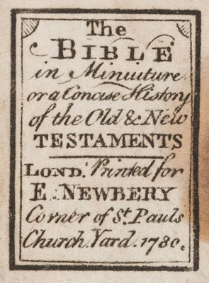 Lot 251 - Miniature Bibles. The Bible in Minuiture, Lond. Printed for E. Newbery, 1780 and others