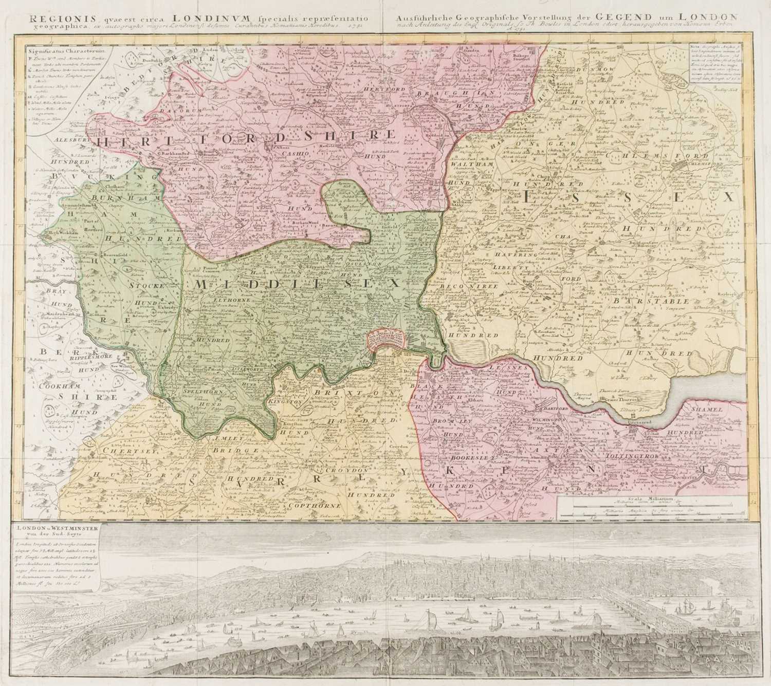 Lot 46 - London. Homann (Johann Baptist, Heirs of), Regionis quae est circa Londinum..., 1741