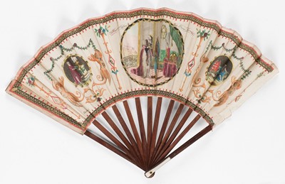 Lot 368 - Francis II and I (1768-1835). Commemorative fan, circa 1792, engraved hand-coloured folding fan