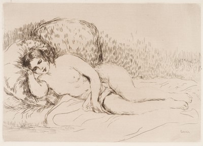Lot 166 - Renoir (Pierre-Auguste, 1841-1919). Femme nue couchée (tournée à gauche), circa 1906