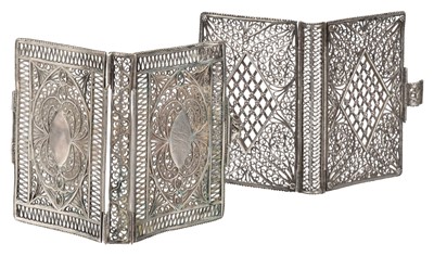 Lot 392 - Silver Filigree Bindings. A continental silver filigree almanack book case, 19th century