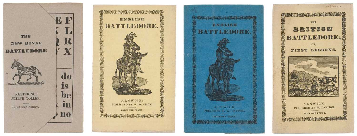 Lot 504 - Battledores. Four printed battledores: Alnwick: W. Davison; and Kettering, circa 1830