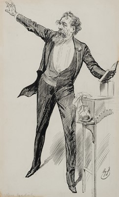 Lot 628 - Furniss (Harry, 1854-1925). Charles Dickens giving a public reading, c. 1930