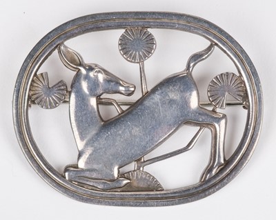 Lot 442 - Brooch. A Georg Jensen Danish oval pierced silver brooch