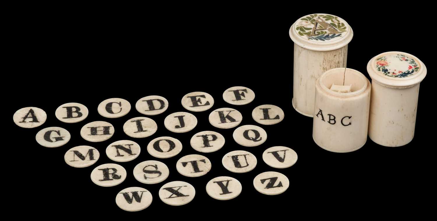Lot 485 - Alphabet. Three sets of alphabet letters, late 18th/early 19th century