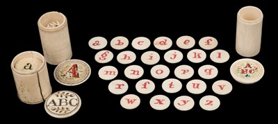 Lot 485 - Alphabet. Three sets of alphabet letters, late 18th/early 19th century