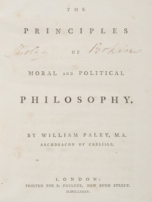 Lot 253 - Paley (William). The Principles of Moral and Political Philosophy, 1st edition, 1785