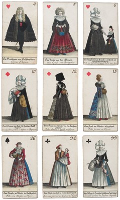 Lot 535 - Costume playing cards. A deck of playing cards, Germany or Switzerland, late 17th century
