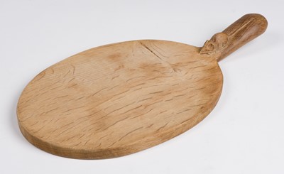 Lot 493 - Mouseman. Workshop of Robert Mouseman Thompson (Kilburn), a carved oak cheese board