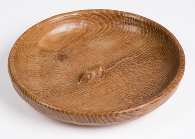 Lot 495 - Mouseman. Workshop of Robert Mouseman Thompson (Kilburn), a circular carved oak fruit bowl