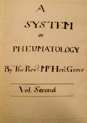 Lot 169 - Theological/Philosophical Manuscript. System of Pneumatology, By Mr. Heny. Groves, 2 volumes, c. 1730s