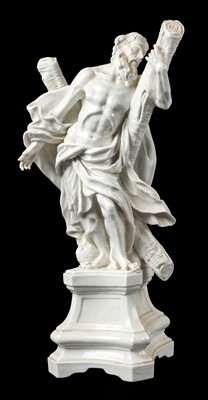 Lot 573 - Porcelain Figure. A Meissen porcelain figure of Saint Andrew, after J.J. Kändler