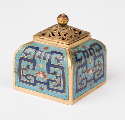 Lot 588 - Chinese Scholars. A Chinese cloisonne inkwell, Qing dynasty