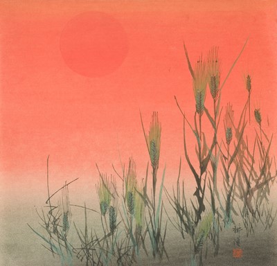 Lot 184 - Tsukioka (Kōgyo, 月岡耕漁, 1869–1927). Barley at sunset, circa 1900, & 10 others