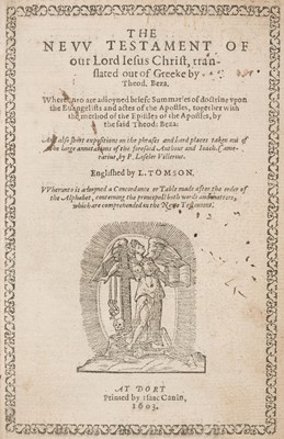 Lot 249 - New Testament [English]. The Nevv Testament of our Lord Jesus Christ, 1603, & Dort Bible, 1637
