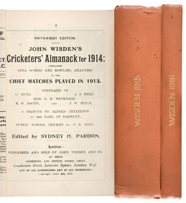 Lot 423 - Wisden. Cricketers' Almanack, 1914-16