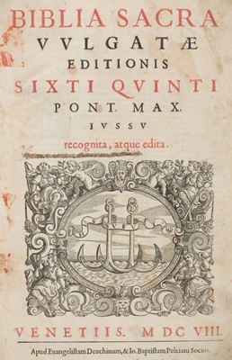 Lot 252 - Bible [Latin]. Biblia Sacra Vulgatae Editionis Sixti Quinti Pont. Max. Iussu…, 1608, & others