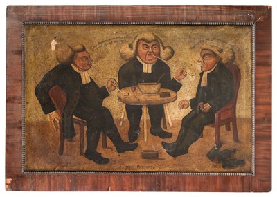 Lot 170 - Caricature. Wet Parsons, oil on paper, 19th century