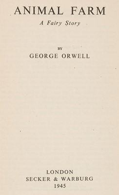 Lot 390 - Orwell (George). Animal Farm, 1st edition, 1945