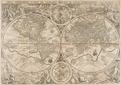 Lot 159 - World. Plancius (Petrus). Orbis Terrarum Typus de Integro Multis in Locis Emendatus..., 1594 - 99