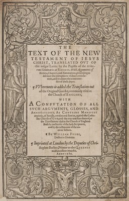 Lot 242 - New Testament [English]. The text of the New Testament of Jesus Christ…, 1589