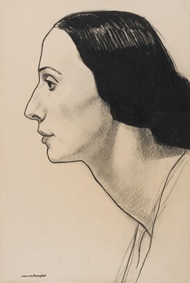 Lot 206 - Knight (Dame Laura, 1877-1970). Portrait of Anna Pavlova, Indian ink and pencil on paper