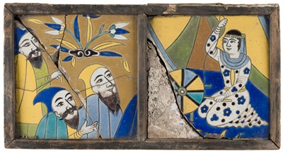 Lot 592 - Safavid Tiles. Two polychrome Safavid tiles, Iran, late 17th century